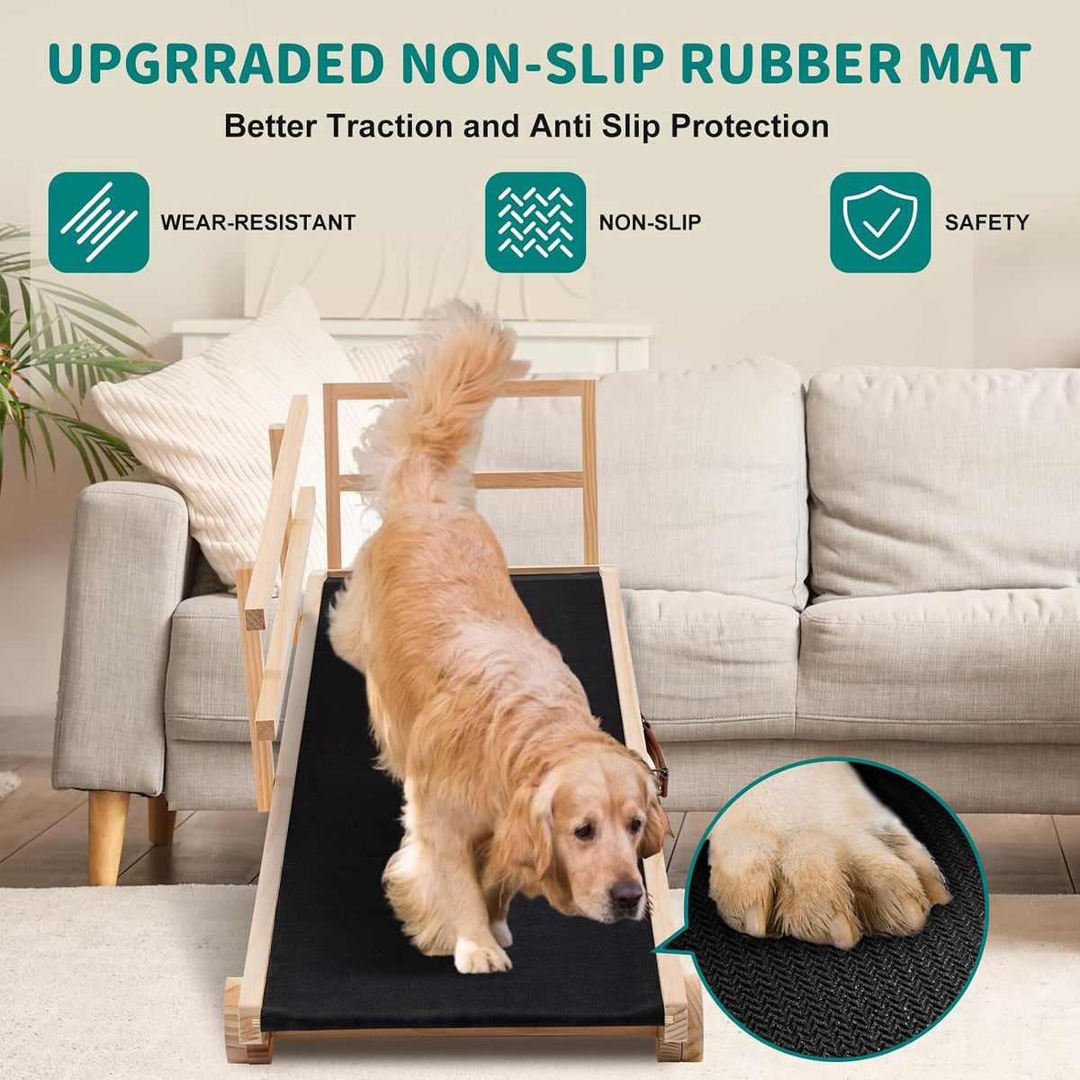Dog Ramp for Bed & Couch, Foldable Wooden Pet Ramp - image 2