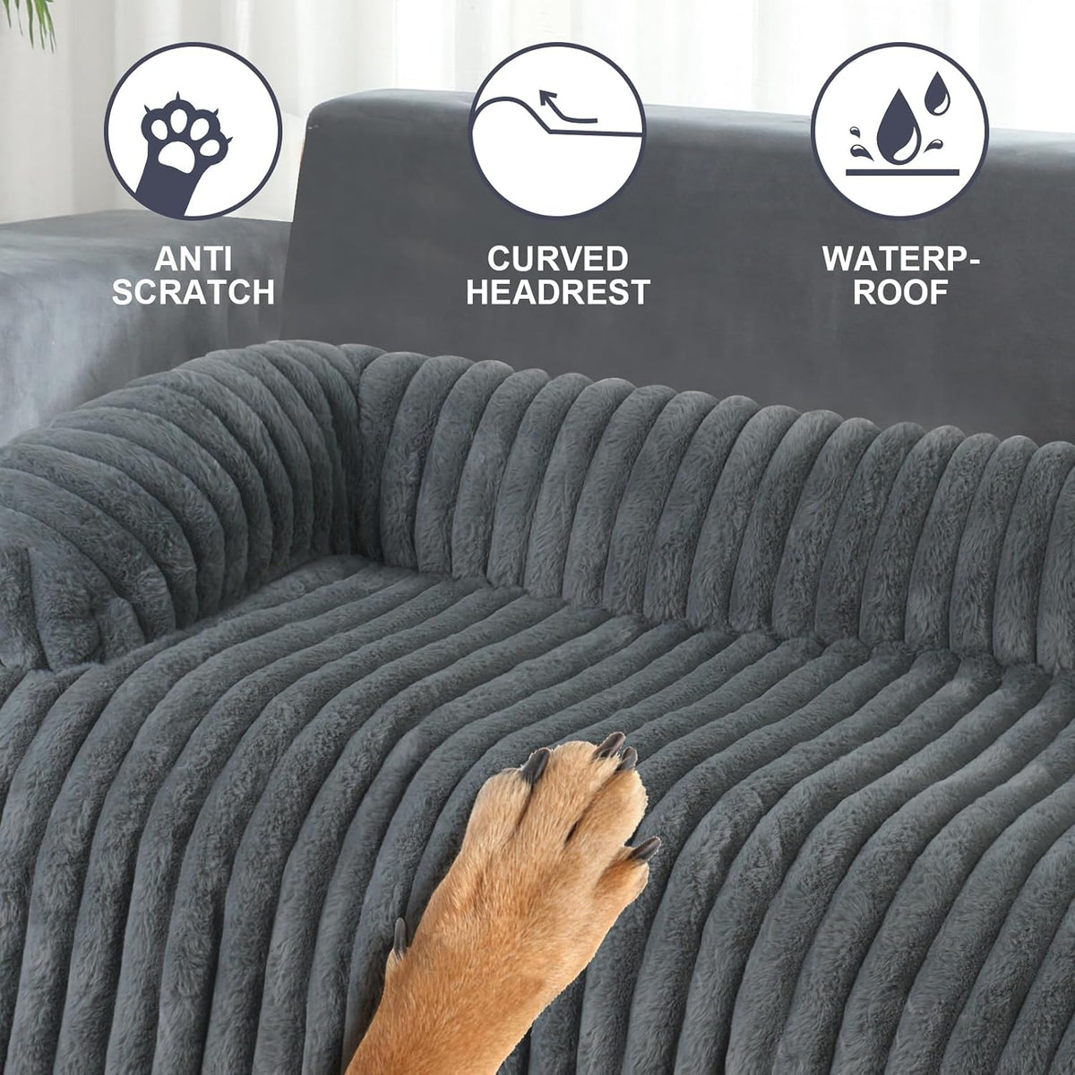 Luxurious Dog Couch Bed, Dog Couch Cover - XX-Large(51.1*41.3*6 In) / Grey - image 4