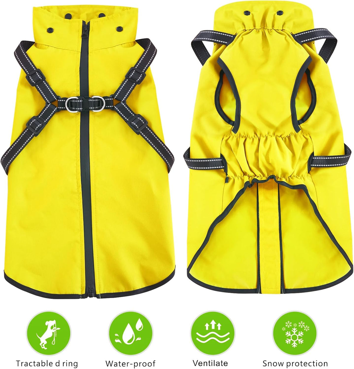 Dog Raincoat Waterproof Dog Hoodie Reflective Dog Raincoat Hooded - XXL / Yellow - image 3