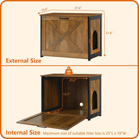 Cat Litter Box Enclosure, Hidden Litter Box Furniture - Warm Brown / 27.6"L x 19.7"W x 21.7"H - image 4
