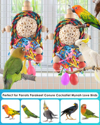 Bissap Conure Toys, 2PCS Bird Parrot Foraging Shredder Hanging Toys Sola Balls with Sand Hammer - 2 PCS (Pack of 2) - image 4