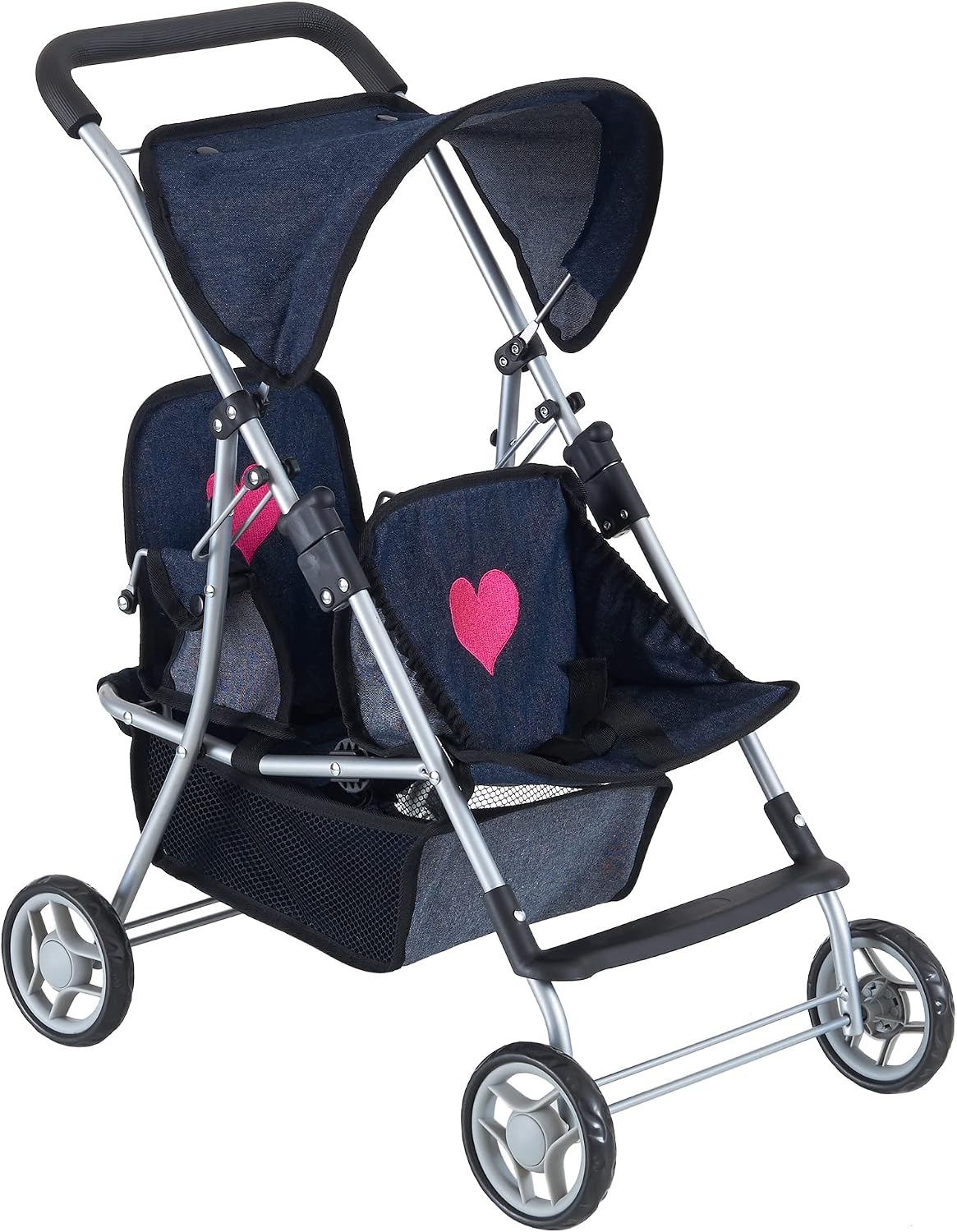 Double Baby Doll Stroller for Twin Dolls - Denim