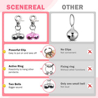 Bells for Dog Collars - 2 Pack Pet Hanging Ring Bell Accessories for Dog & Cat, Pet Pendant Collar - Silver & Pink - Gloss / Small - image 3
