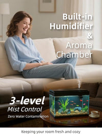 BARKBUDDY Fish Tank 2.5 Gallon Aquarium Kit, Self Cleaning Fish Tank, 7-Color Light 3-in-1 Quiet Pump Betta Fish Tank, Gold Fish Aquarium Starter Kit with Filter for Home, Office Corner