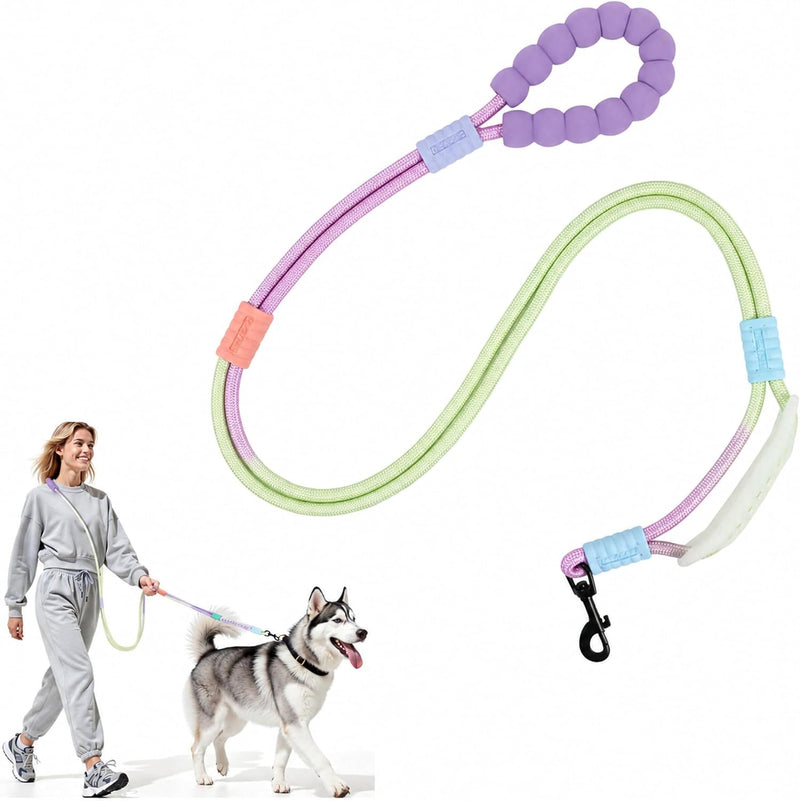 Hands Free Dog Leash, Double Handle Leash 6.5FT Purple-Green – Essentials for Dogs - Purple green / 6.5 FT