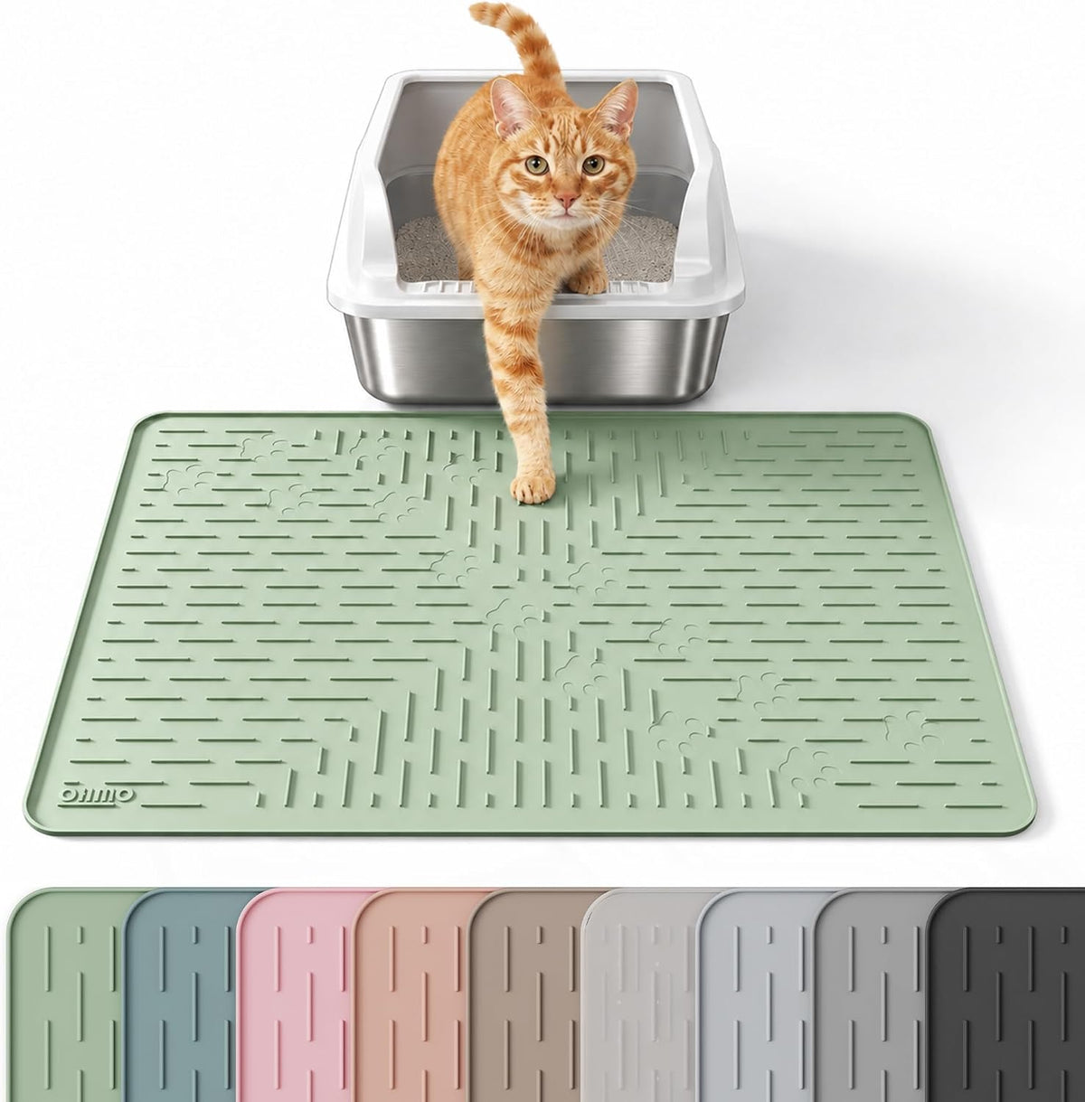 OHMO Large Cat Litter Mat - Sage Green / 23.5x16"