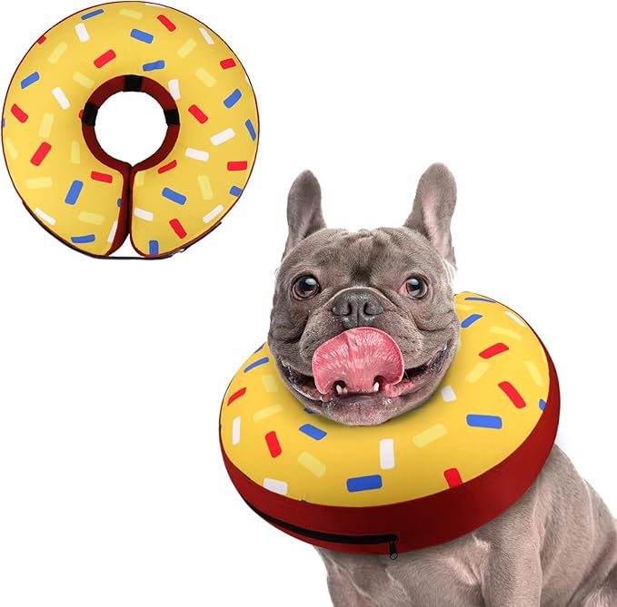 Supet Inflatable Dog Cone Collar for Large Medium Small Dogs, Soft Cone Collar for Dogs Cats, ECollar Doggie Neck Donut Dog Cone Alternative After Surgery