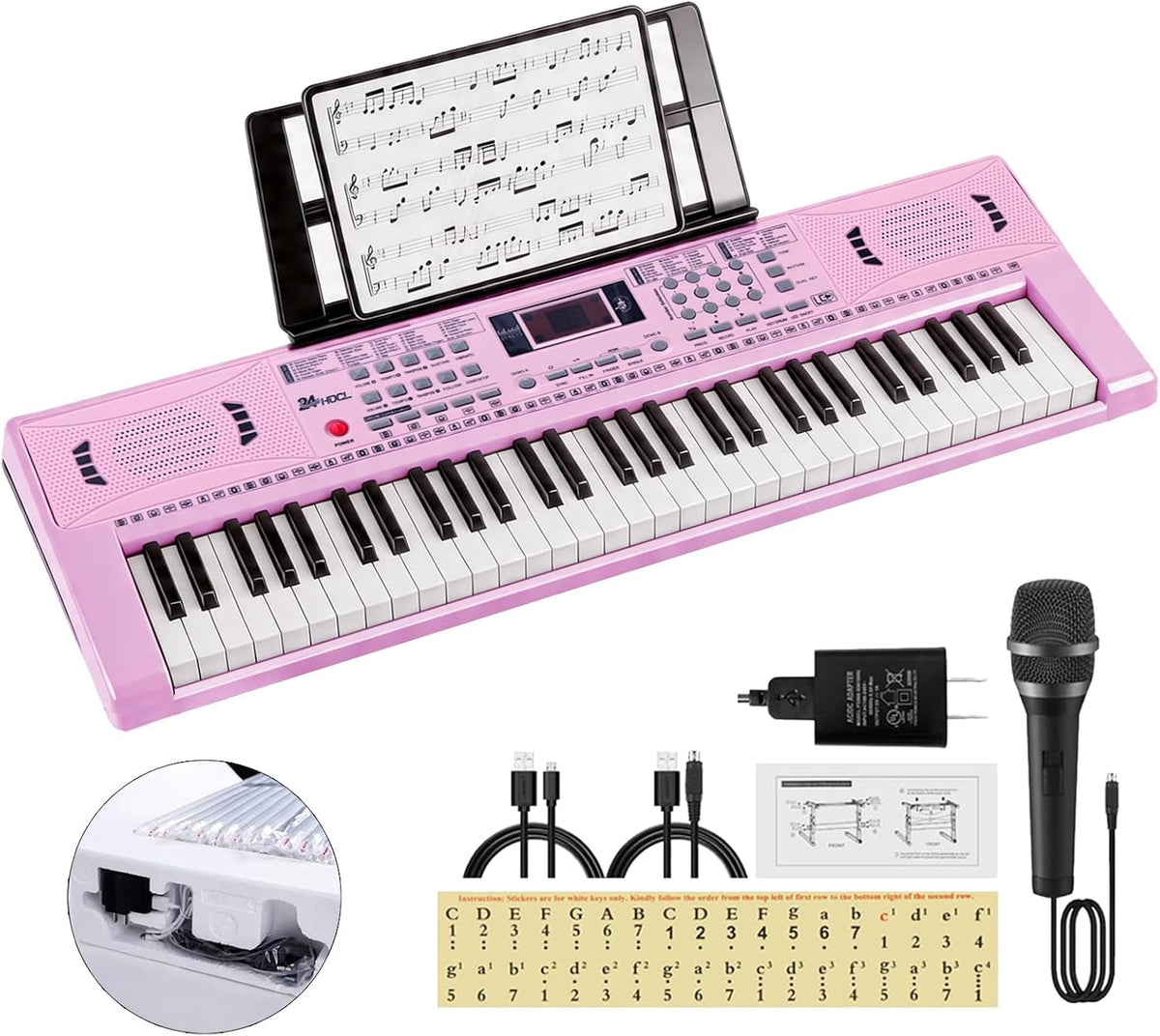 Kids Keyboard Piano, 61 Key Electronic Piano – Fun for Kids & Family - Pink