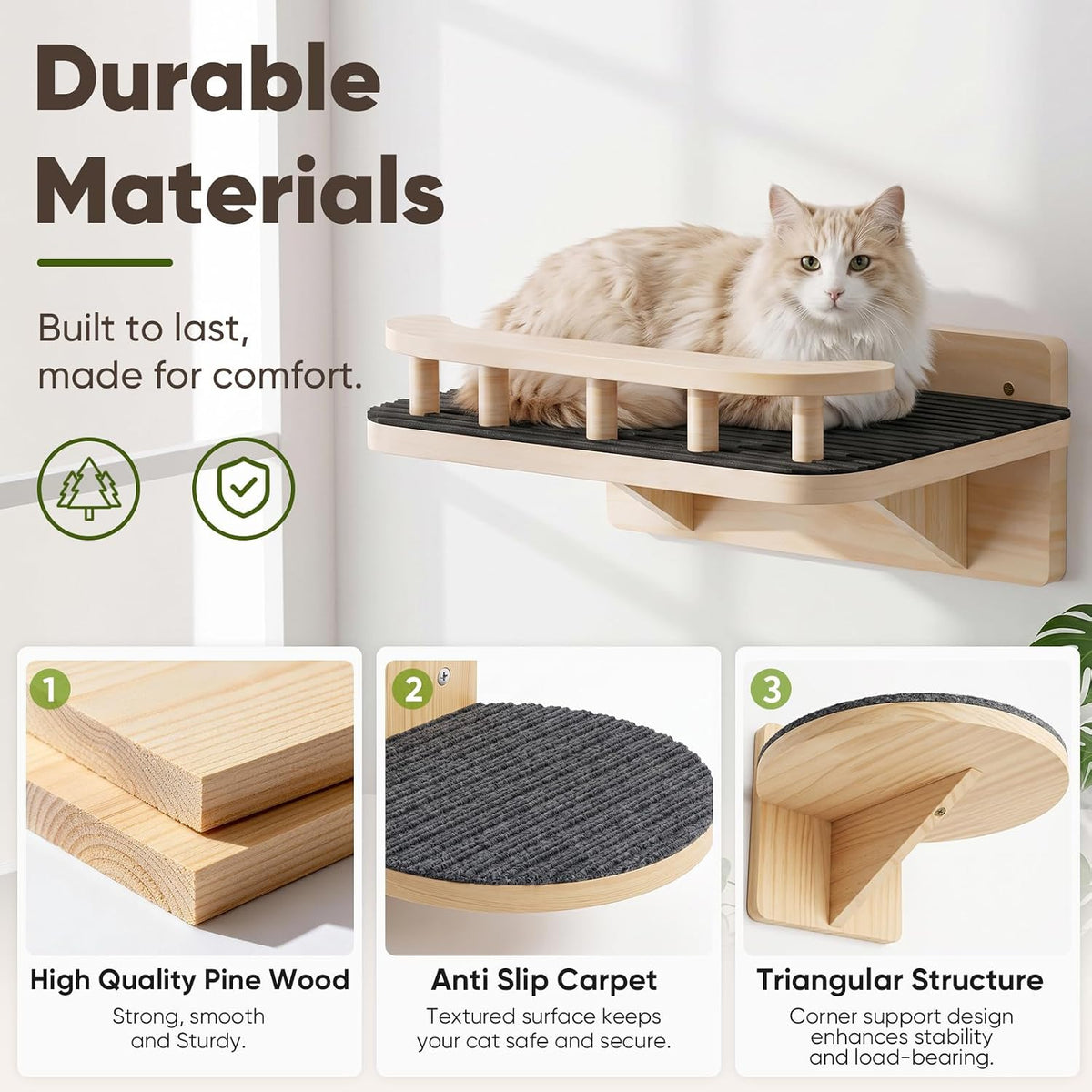 Cat Wall Shelves with 3 Steps - Rectangular - image 4
