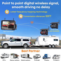 RV Backup Camera with Solar Magnetic: Long Distance No Signal Delay, 7 Inch Touch Key Monitor with Recording, HD 1080P Wireless Backup Camera for Trailer, 5th Wheel, Camper