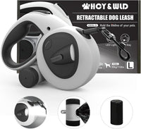 4-in-1 Retractable Dog Leash with LED Light & Dispenser & Poop Bags – Essentials for Dogs - Large