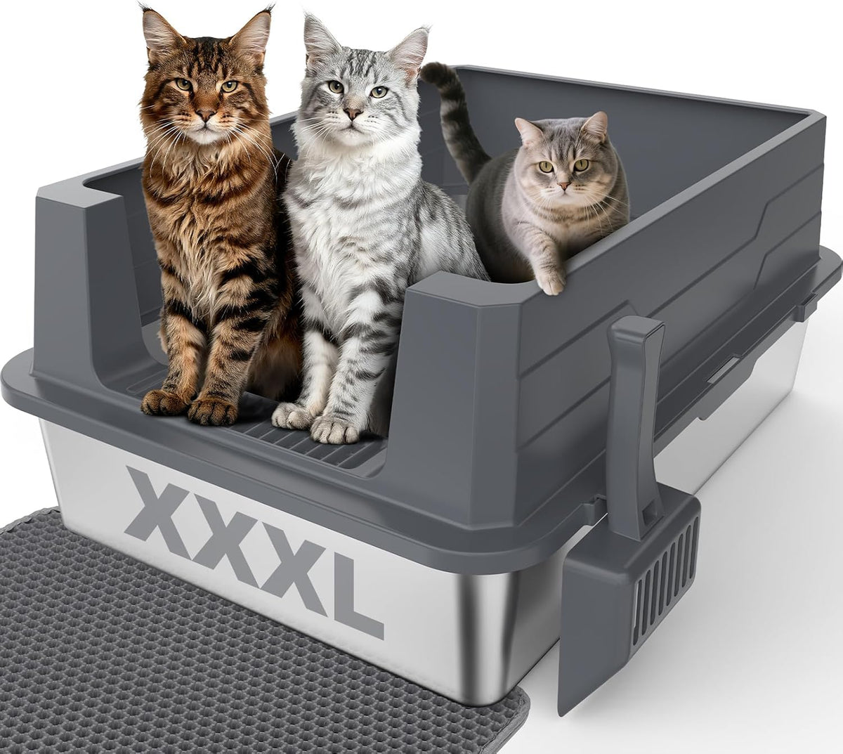 Stainless Steel Litter Box - Dark Grey / XXXL