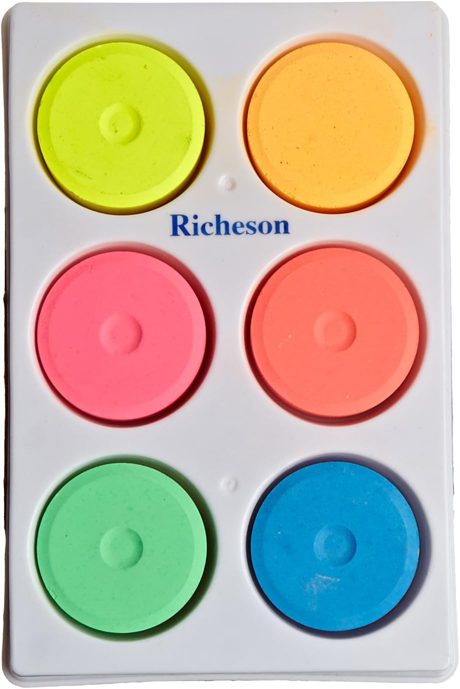 Jack Richeson tempera paint cakes set of 6 fluorescent colors in a tray