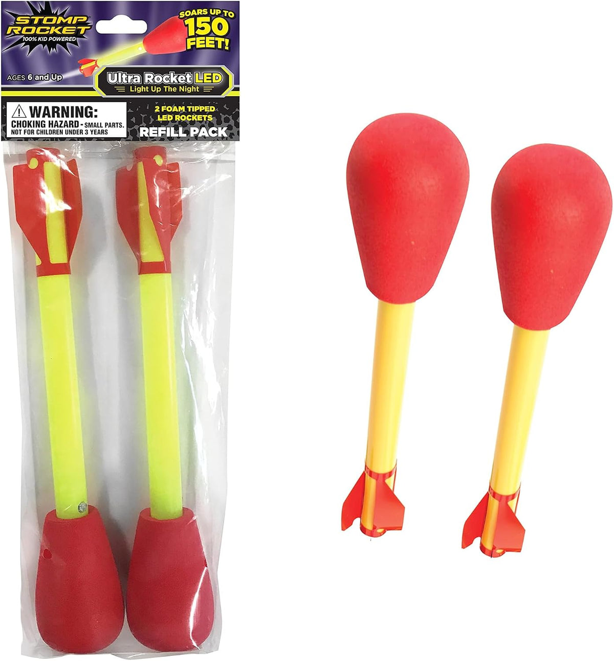 Stomp Rocket Ultra Rocket Refill Pack Soars Up to 200ft - Ultra LED Refill 2 Pack
