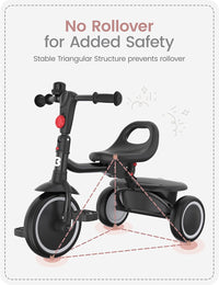 besrey Toddler Tricycle with Bell - Black - image 3