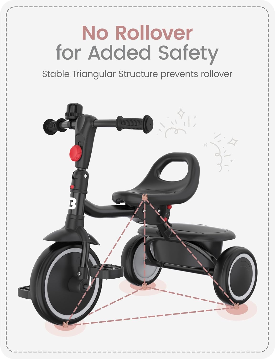 besrey Toddler Tricycle with Bell - Black - image 3