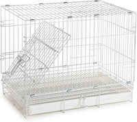 Durable Easy Portable Metal Travel or Veterinary Collapsable Parrot Bird Carrier Beaks Proof Cage with Stainless Steel Feeder Bowls Natural Wooden Perch Stand