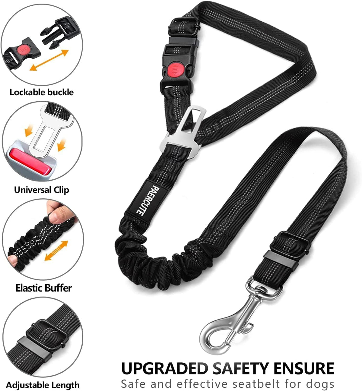 2 Piece Set Dog Seat Belt, Retractable Car Seatbelts - Gray - image 2