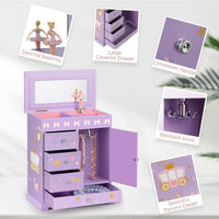 Jewelry Box for Girls 8.9 x 4.92 x 10.98 inch Large 5 Layer Music Box - Purple - image 2