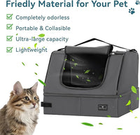 PETSFIT Portable Cat Litter Box - Removable 2-Layer Leak-Proof Lining, Scratch-Resistant Fabric with Sturdy Support Frame, Travel & Collapsible Cat Litter Box Grey