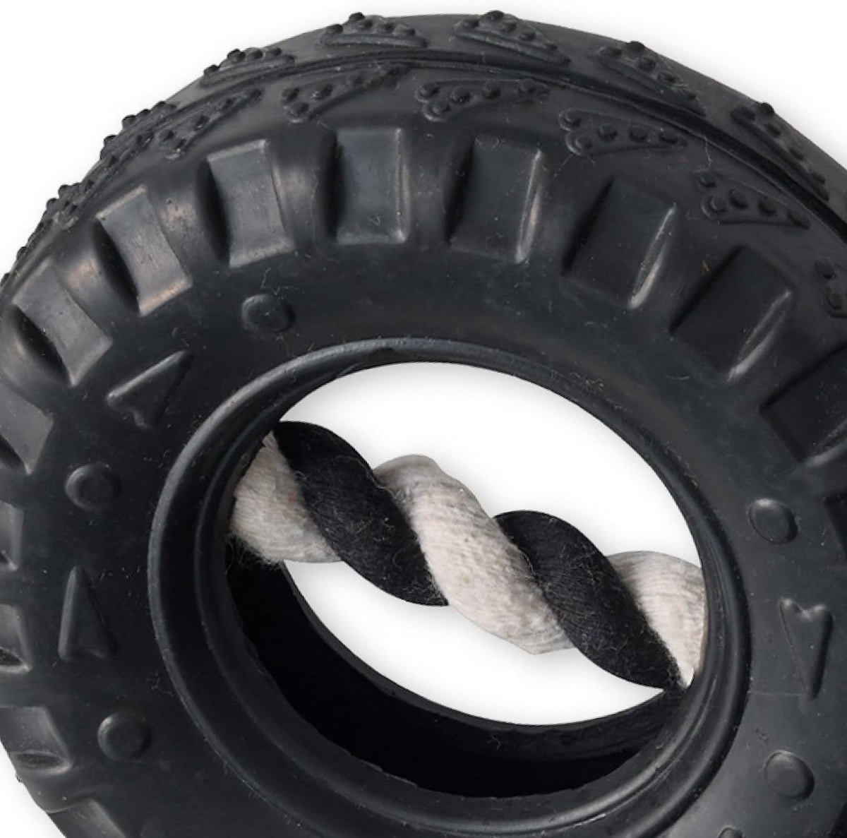 Pet Passion Natural Rubber Tire and Organic Cotton Rope Pull and Chew - Black / Medium - image 3