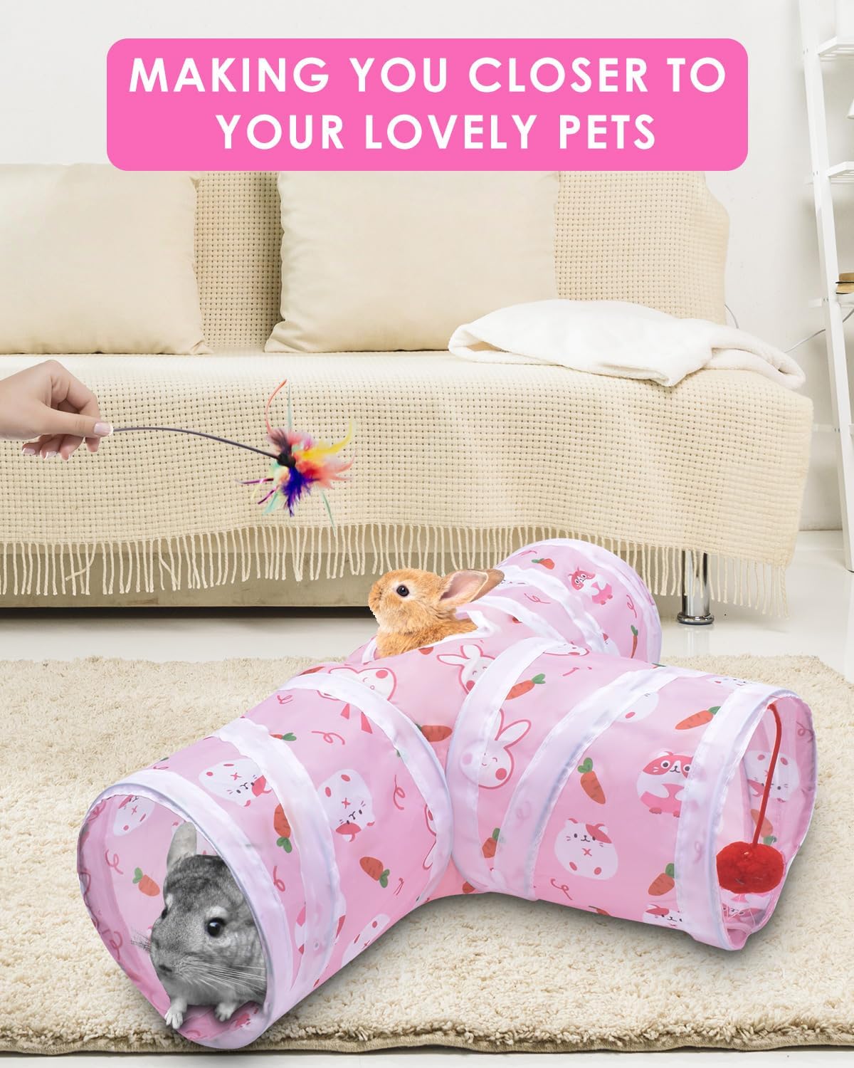 Bissap Collapsible Rabbit Tunnel - Large / Pink - image 4