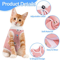 Coppthinktu cat recovery suit onesie with Velcro back and fun patterns - view 2