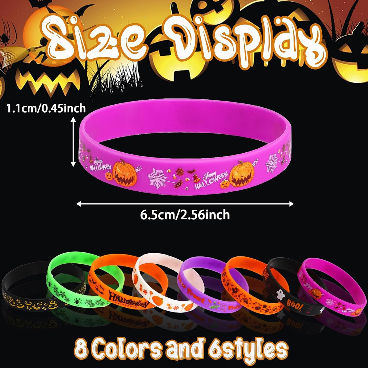 JUNEBRUSHS 64pcs Halloween Party Favors Silicone Bracelets Rubber - Halloween Style - image 2