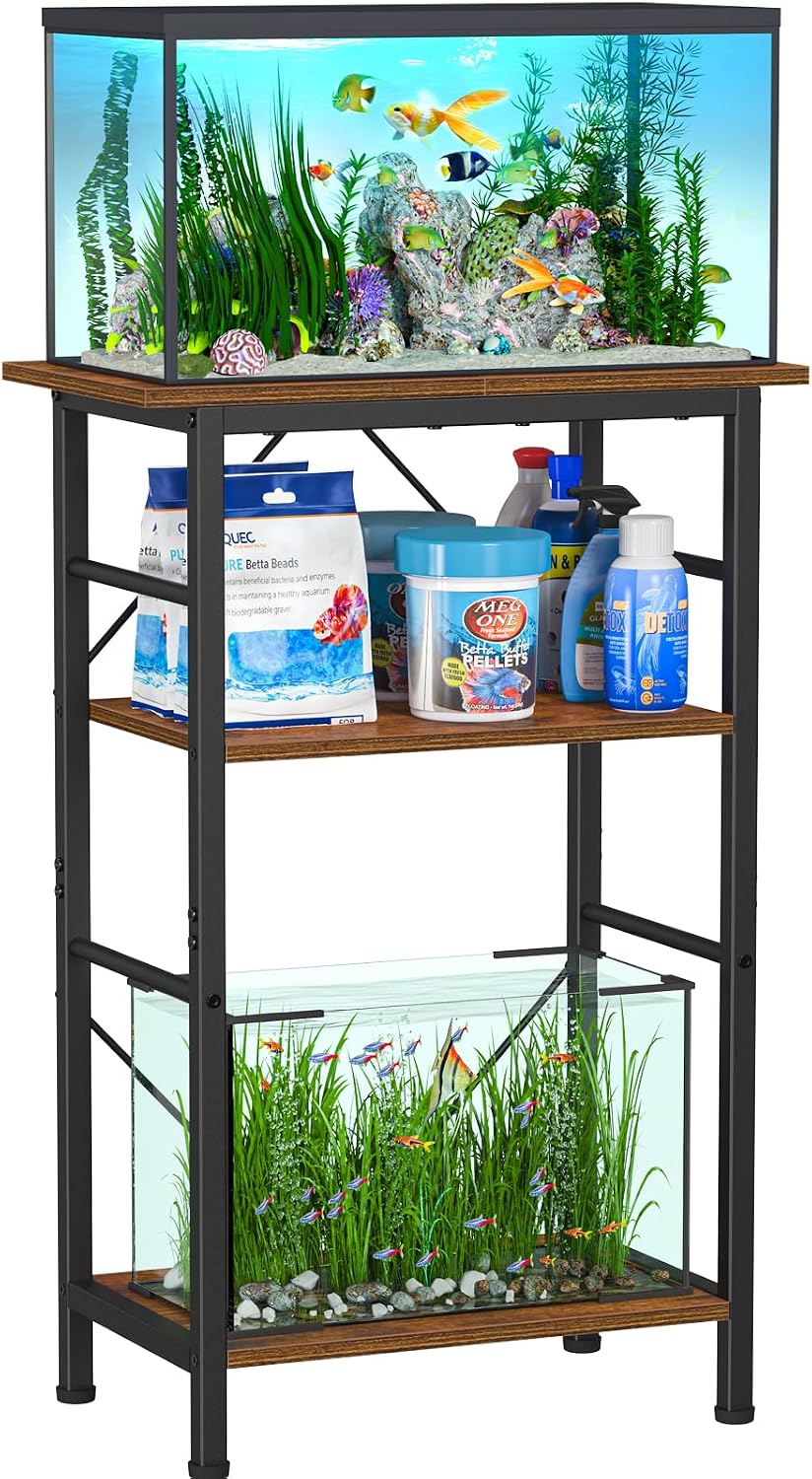 Snughome 10-20 Gallon Fish Tank Stand - Rustic Brown / 10 Gal-3 Tier