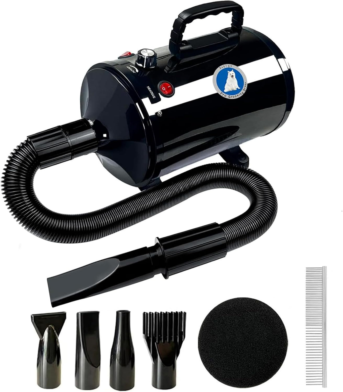 Dog Dryer, High Velocity Professional Dog Grooming Dryer - Black