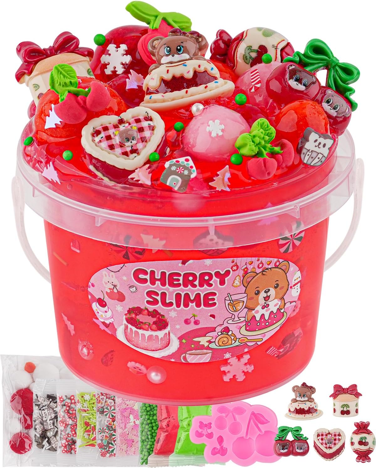 Astronaut Galaxy Slime for Kids, Big Slime Bucket with Clay - Red Slime Cherry