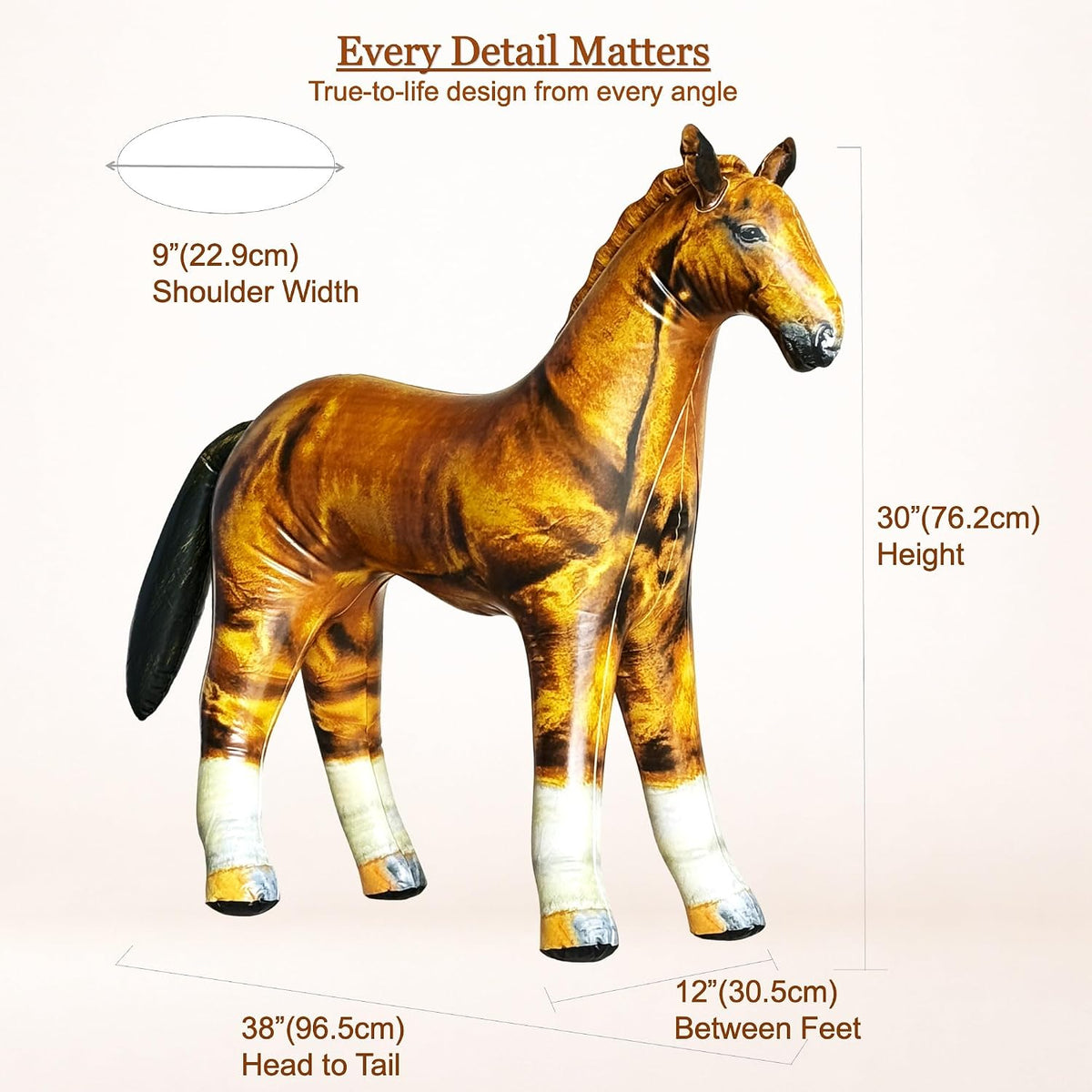 Jet Creations 37" Inflatable Standing Cow - Horse: Golden Brown With Black Tail - image 2