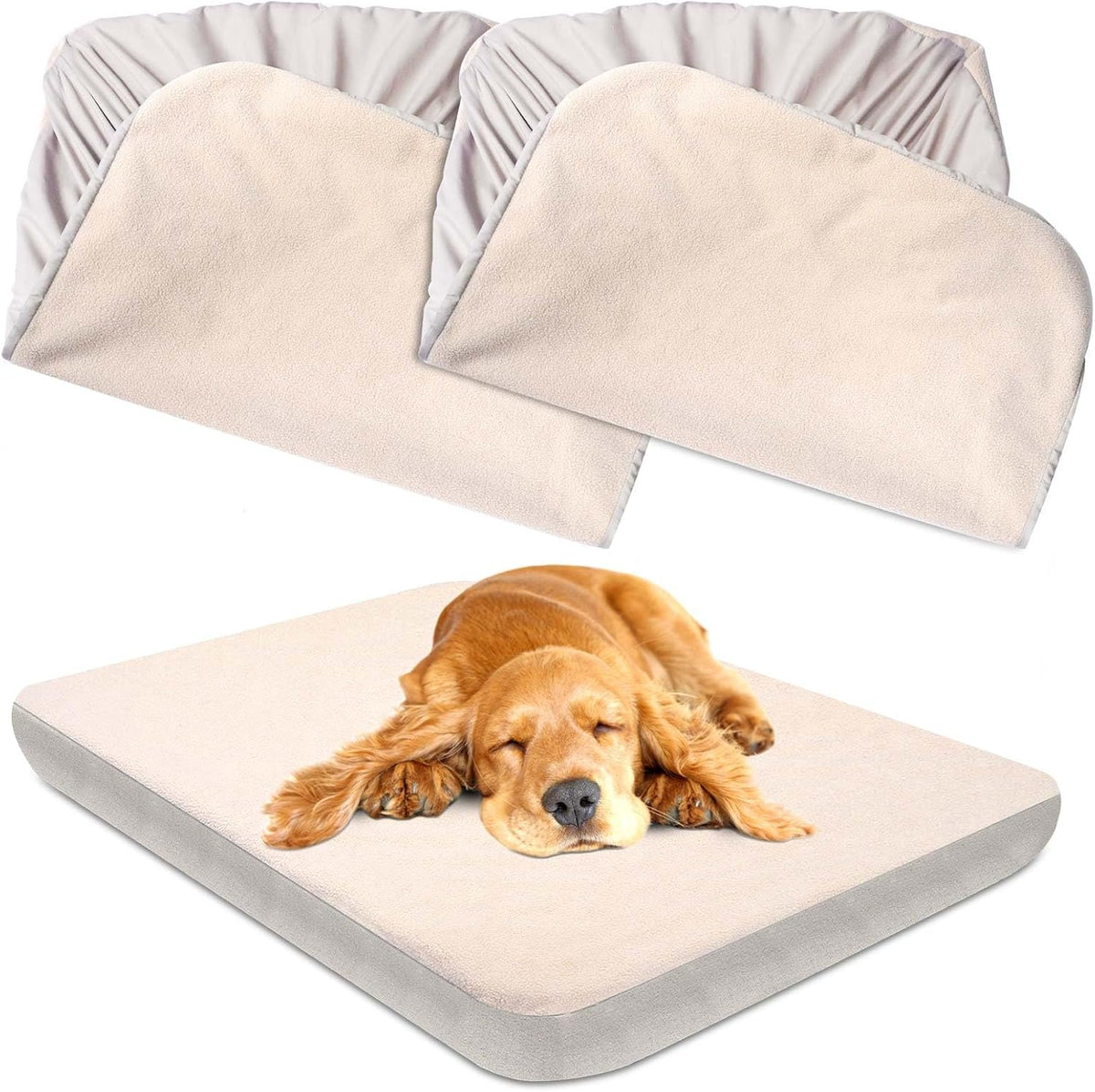 Dog Bed Covers Replacement Washable 100% Waterproof Dog Bed Sheets - Beige-30 x 20 inch