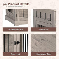 40 Inch Furniture-Style Dog Crate-Multipurpose Wood Pet Crate Furniture with Double Doors,2 Drawers, Decorative Dog House Indoor for Smal/Medium Dogs, Gray Finish