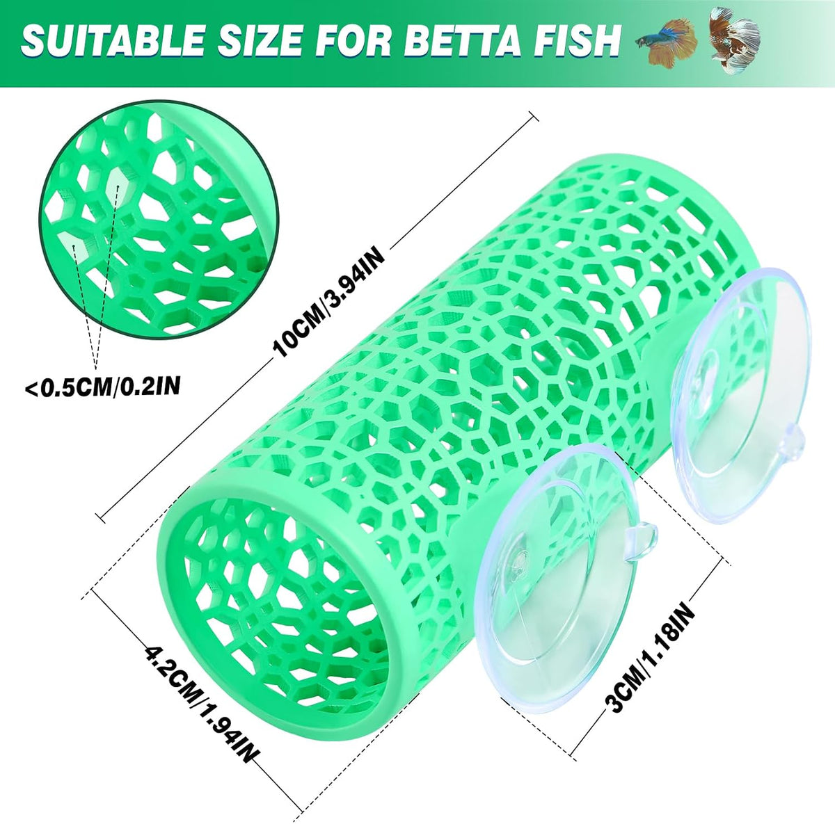 Abizoo Betta Fish Tunnel & Reptile Hide - Mint Green - image 2