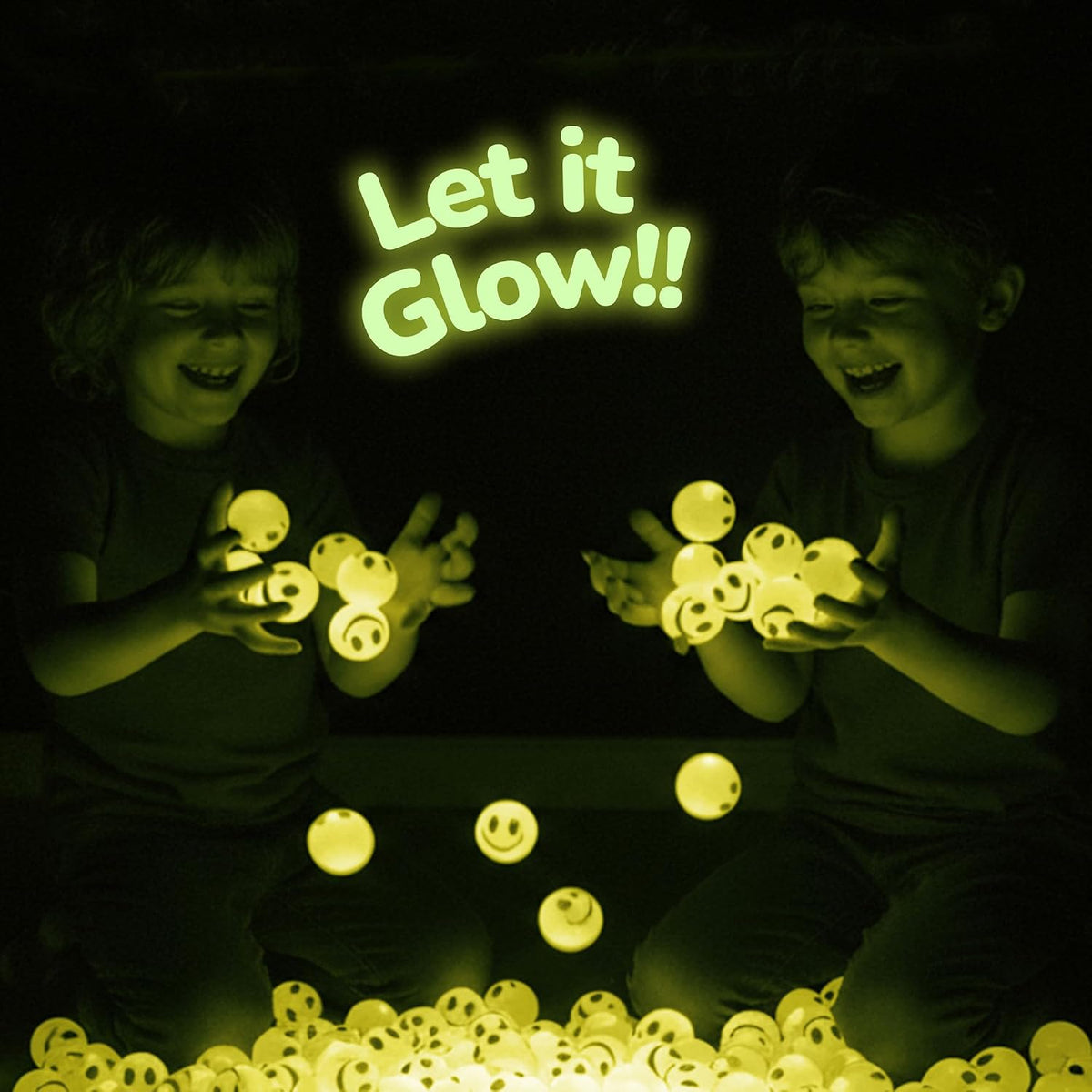 ArtCreativity Glow in the Dark Orange Smiley Face Bouncing Balls - Yellow - image 4