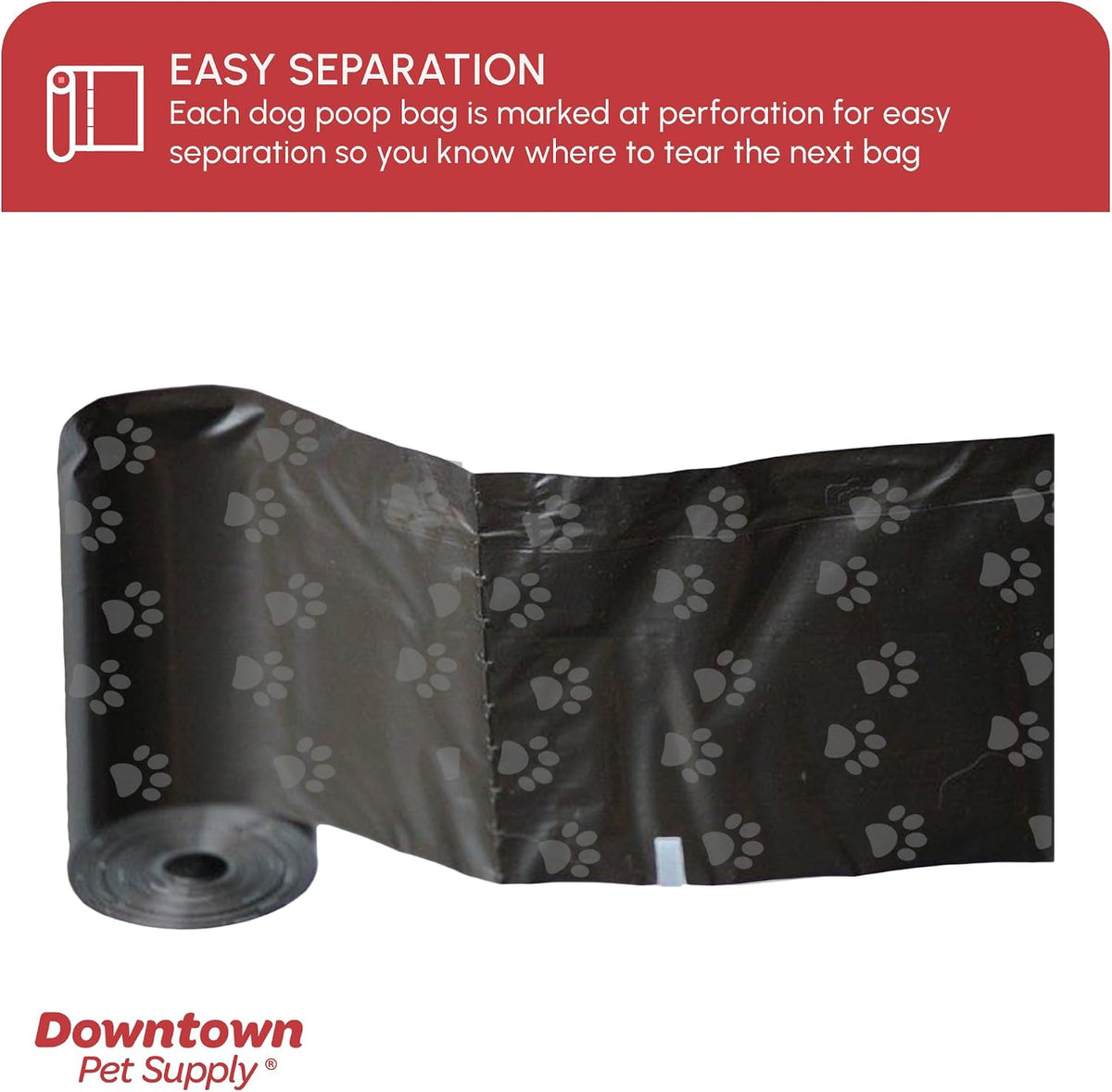 Downtown Pet Supply Poop Bags for Dogs with Dispenser - 180 Count (Pack of 1) / Black with Paw Prints - image 3