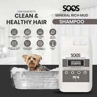 Soos pet Shampoo Mineral Rich Mud Cat and Dog Shampoo Natural Dead Sea Minerals Fast Absorbing - 1x Bottle (4L)