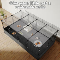 Guinea Pig Cage with Top Cover & 12 Panels - 12 Panels-with roof / Black - image 2