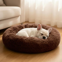 Comfort Donut Dog Bed, Ultra-Soft Pet Bed with Neck Support - 32''Lx32''Wx8''Th / Coffee