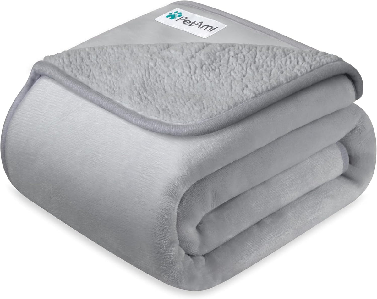 PetAmi Waterproof Dog Blanket Puppy Couch Bed Cover Queen 90x90 - Light Gray / Small (24x32)