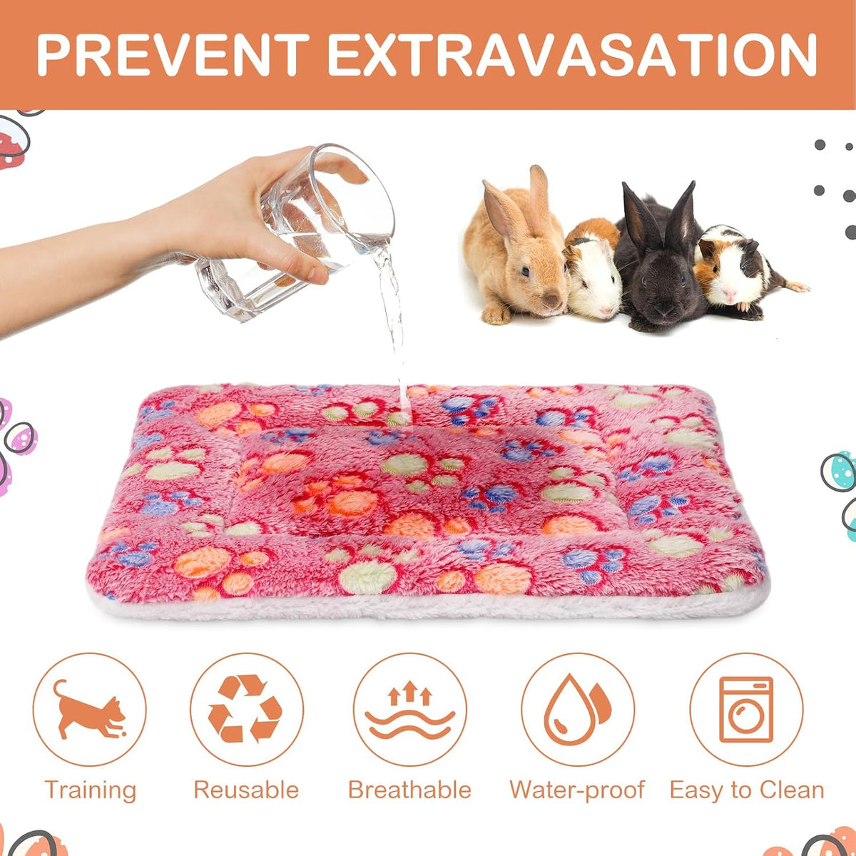 Haull 4 Pcs Waterproof Guinea Pig Bedding Mat, 13 x 10 - Paw / 13 x 10 Inch - image 4