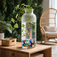 2.16LB Glass Beads Mix Colors Vase Filler Aquarium Gravel Decor Flat Glass Marbles Gems Pebbles Fish Tank Rocks Home Decorative Art Craft - 7 Colors Mixed