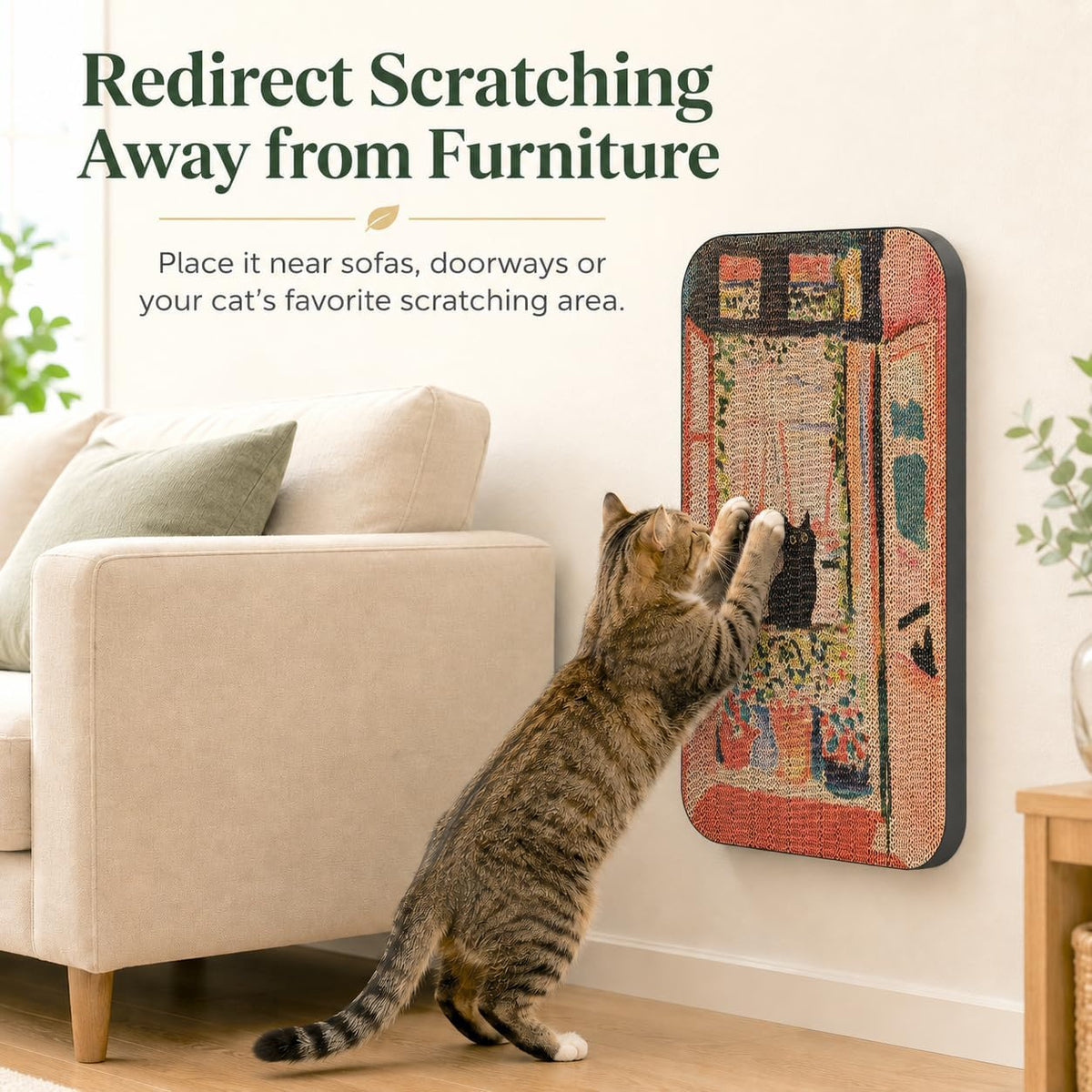 Cat Wall Scratcher, Art Cat Scratching Board for Indoor Cats – Essentials for Cats - Window & Garden - image 3
