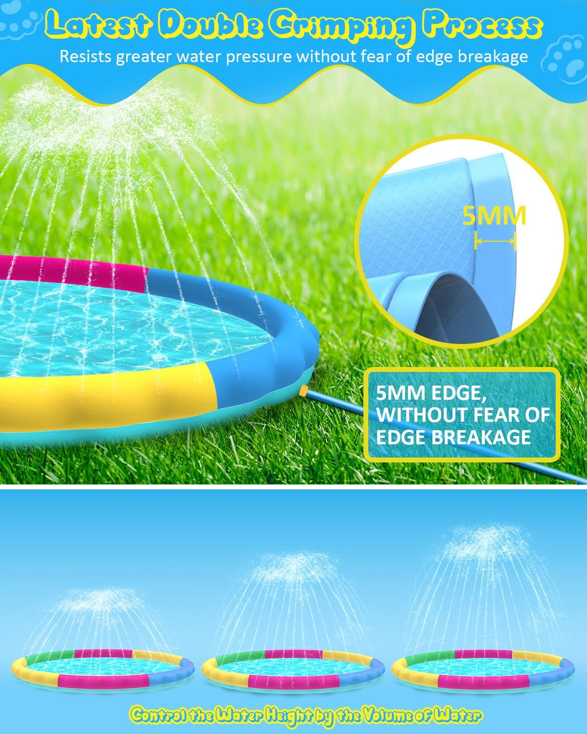 Raxurt Non-Slip Splash Pad for Kids and Dog - Colorful / 97in - image 3