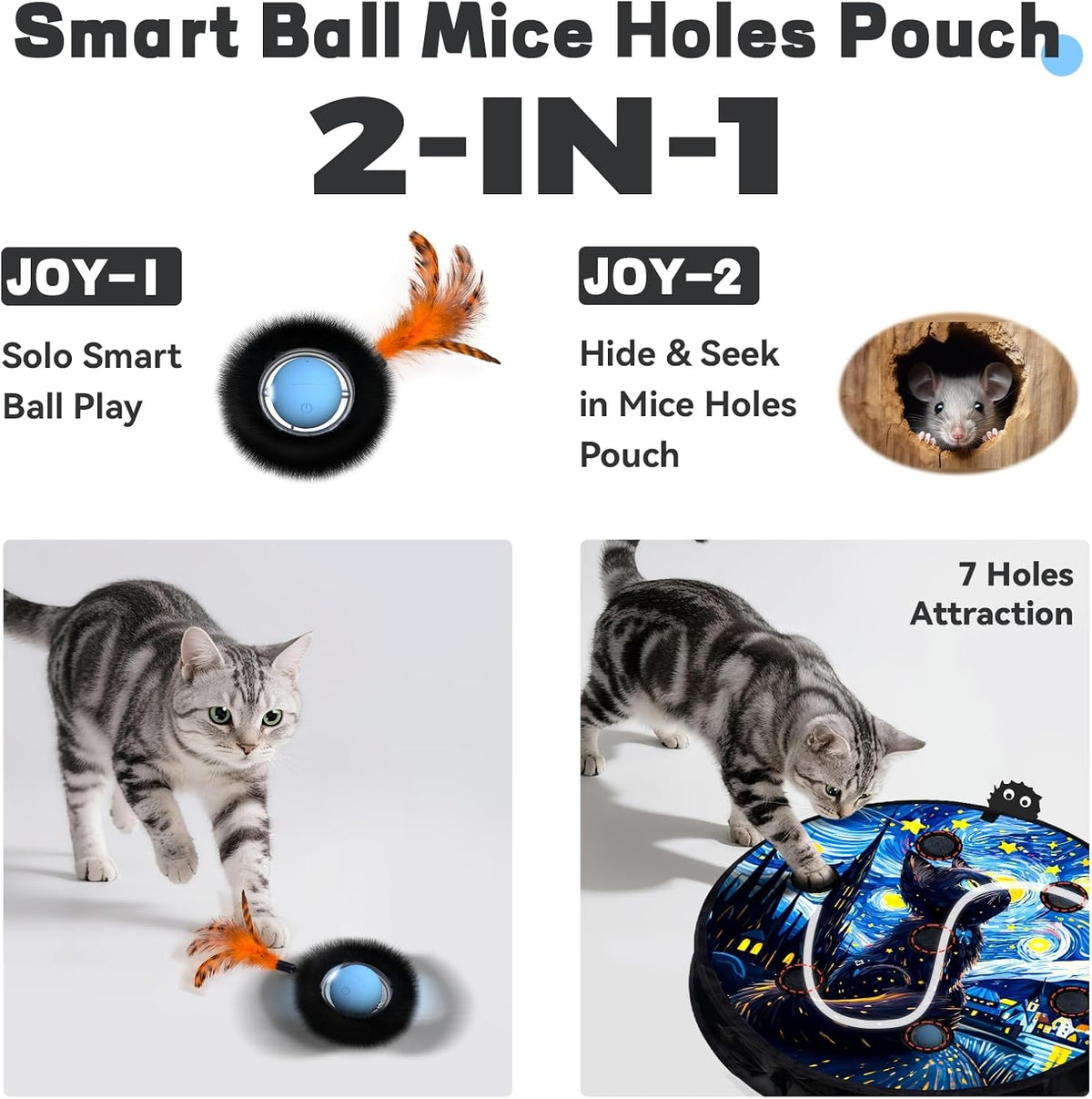 Interactive Cat Toy for Indoor Cats - Starry Night - image 2