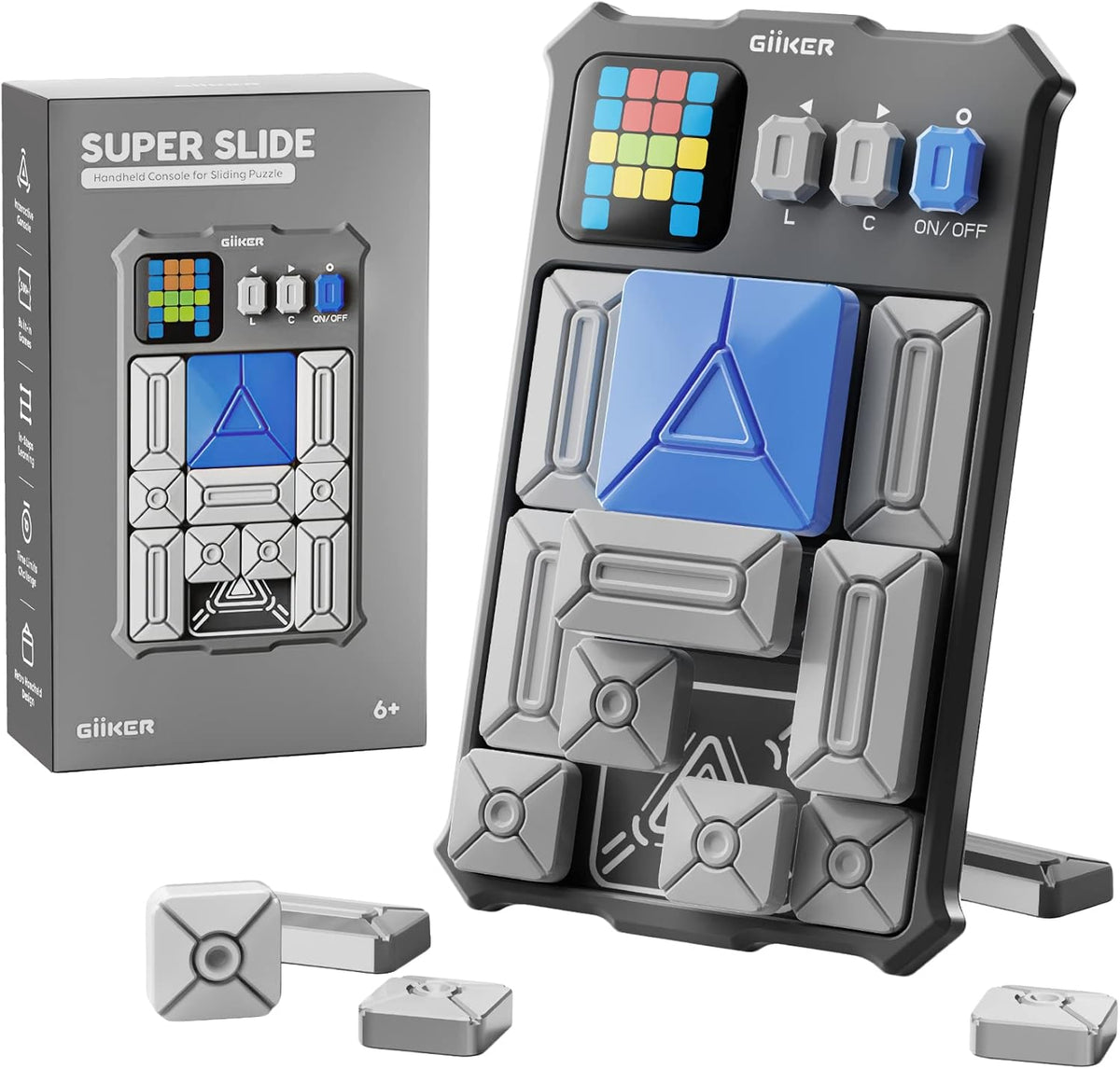 GiiKER Super Slide Puzzle Game, 500+ Challenges - Grey