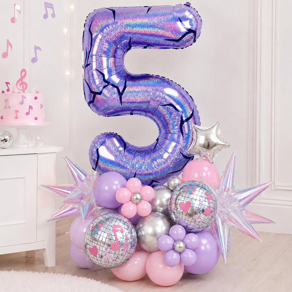 40'' Purple K-pop Number 5 Balloon for Girl 5th Birthday Party - Purple / Number 5 - XXL - image 3