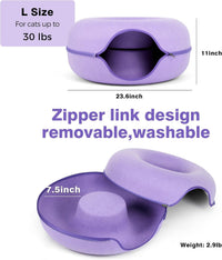 Large Cat Tunnel Bed for Indoor Cats with 3 Toys - L(24x24x11) / Purple - image 4
