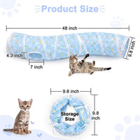 Glittme Cat Tunnel, Cat Tunnels for Indoor Cats - Blue Daisies - image 3